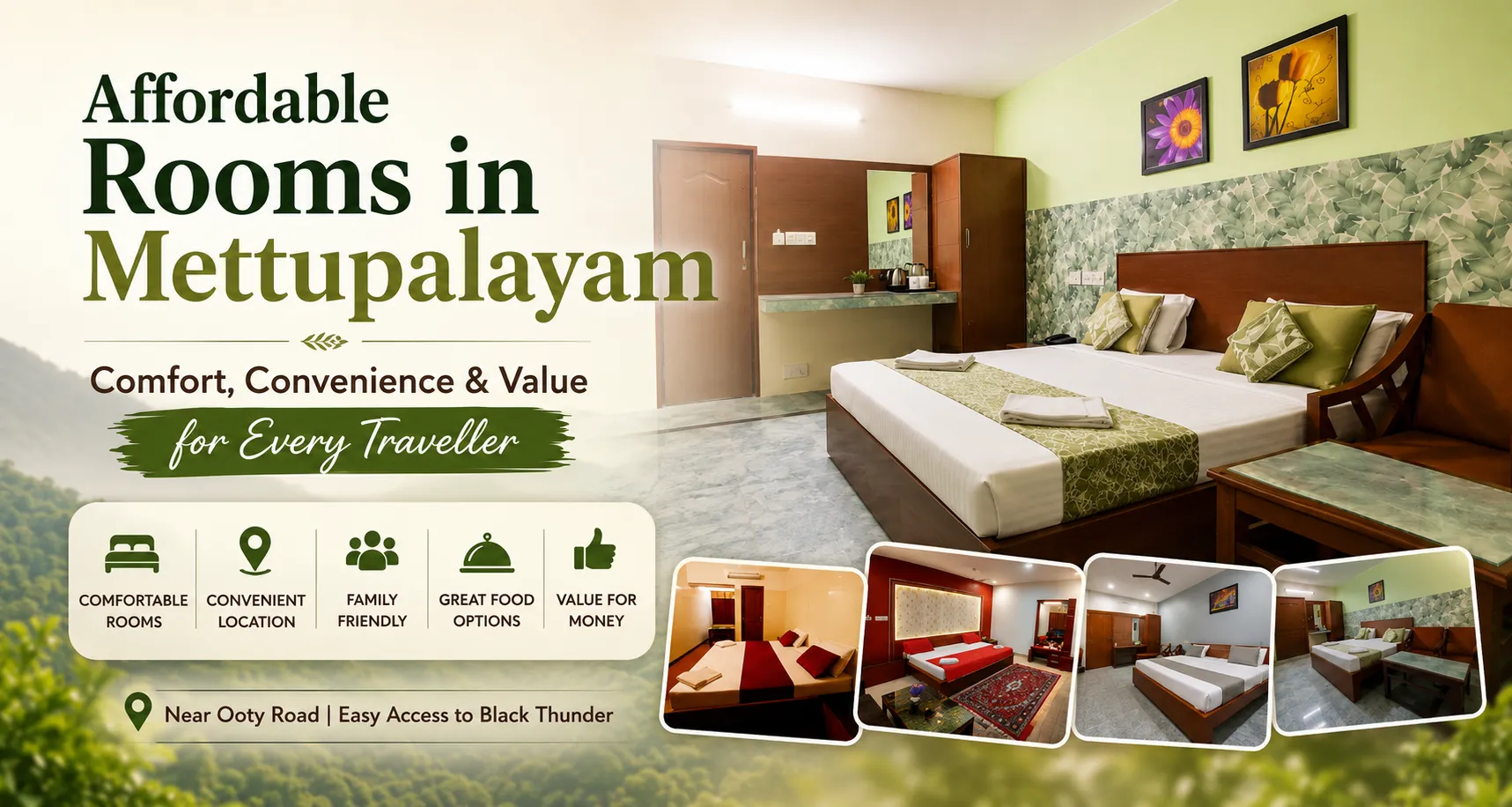 Affordable rooms at Sathya Garden Resort in Mettupalayam